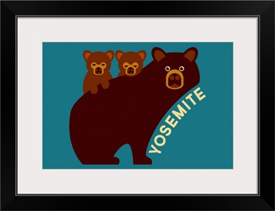 Yosemite National Park, Bear With Cubs: Graphic Travel Poster