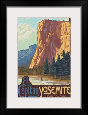 Yosemite National Park, El Capitan: Retro Travel Poster