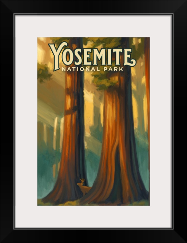 Yosemite National Park, Forest: Retro Travel Poster