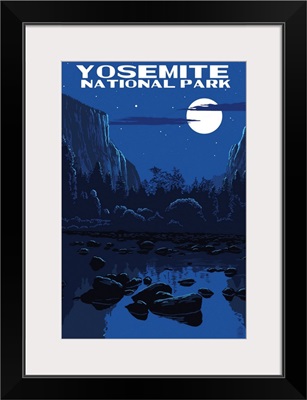 Yosemite National Park, Night Sky: Retro Travel Poster