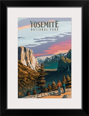 Yosemite National Park, Valley View: Retro Travel Poster