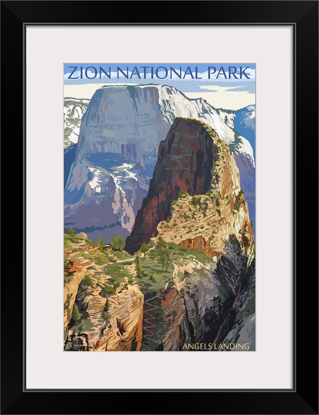Zion National Park - Angels Landing: Retro Travel Poster