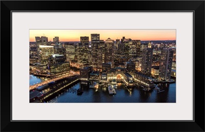 Boston At Night, Massachusetts (MA) - Aerial Photograph