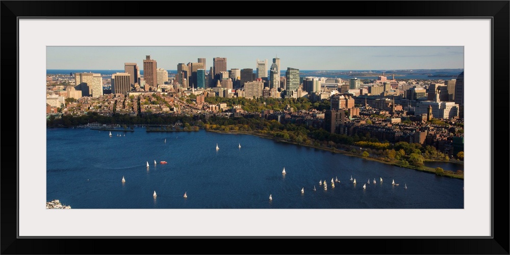 Boston Skyline From Charles River, Boston - Aerial Photograph