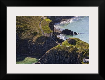 Carrick-a-rede Rope Bridge, Bushmills, Northern Ireland - Aerial Photograph