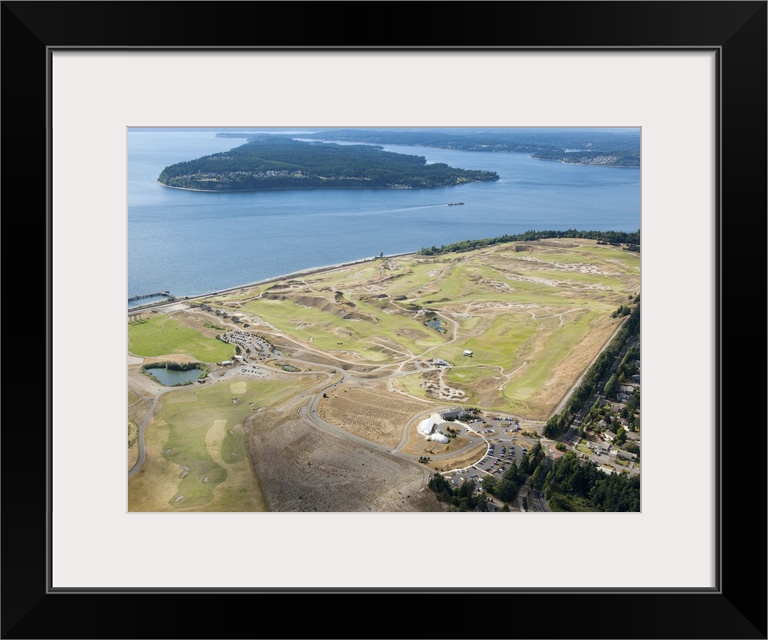 aerial view of Chambers Bay Golf Course, site of the 2015 US Open Championship; University Place, WA near Tacoma