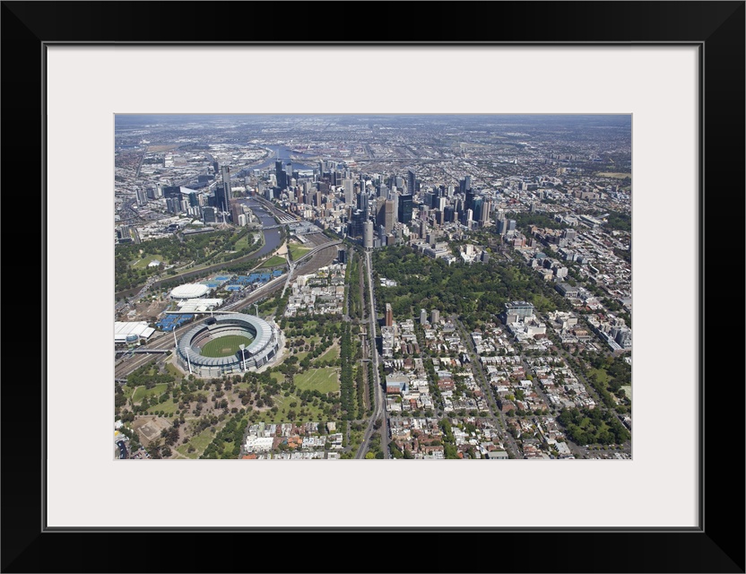 City Skyline from Melbourne Park, Melbourne, Australia - Aerial Photograph