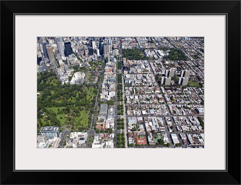 City Skyline viewing Victoria Parade, Melbourne, Australia - Aerial Photograph