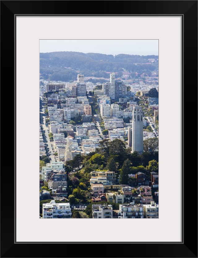 Coit Tower And City Center, San Francisco, California, USA - Aerial Photograph
