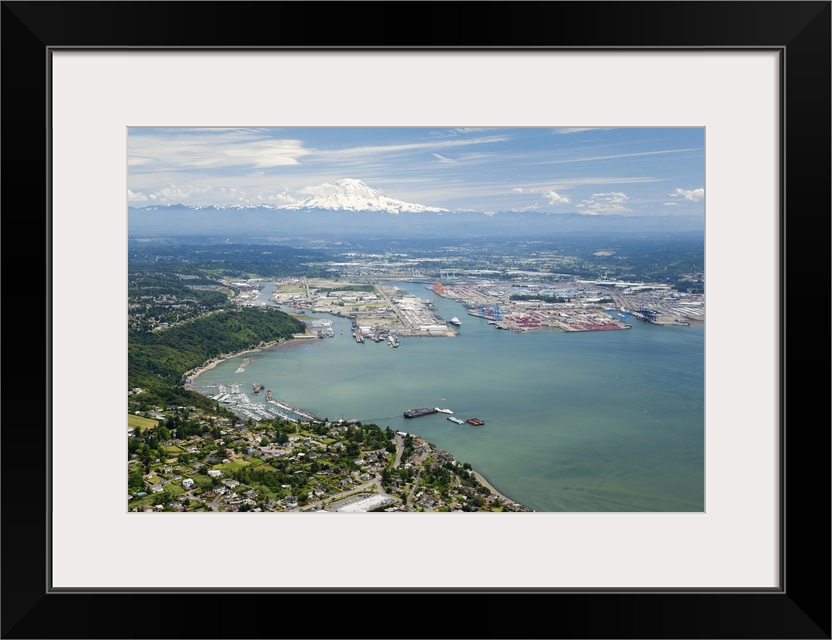 Commencement Bay and Mount Rainier, WA, USA - Aerial Photograph