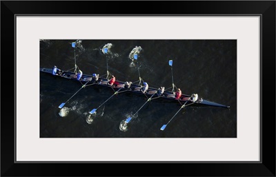 Competitors Practicing For The Annual HOCR Regatta, Boston - Aerial Photograph