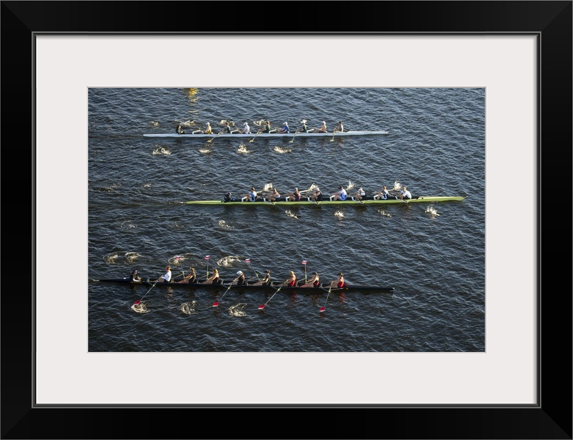 Competitors Practicing For The Annual HOCR Regatta, Boston - Aerial Photograph