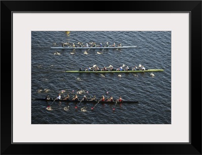 Competitors Practicing For The Annual HOCR Regatta, Boston - Aerial Photograph