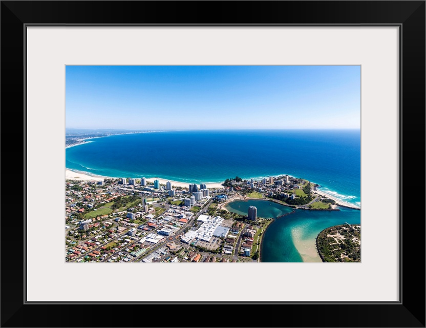Aerial view of Coolangatta, with Tweed Heads also in view.