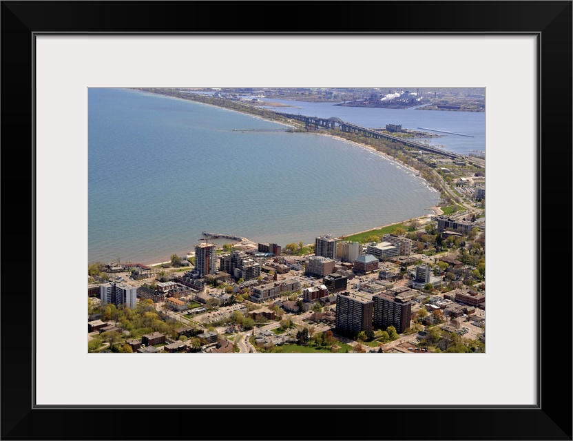 Downtown Burlington with Skyway Bridge And Hamilton, Burlington - Aerial Photograph