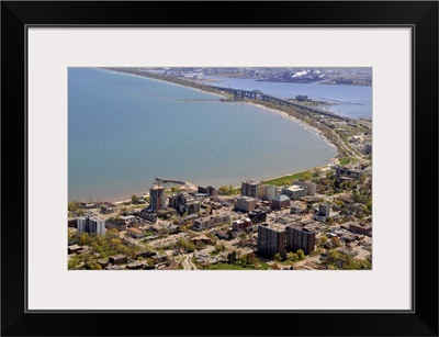 Downtown Burlington with Skyway Bridge And Hamilton, Burlington - Aerial Photograph