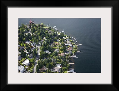 Lake Washington Waterfront houses, Bellevue, WA - Aerial Photograph