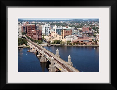 Longfellow Bridge Over Charles River, Boston, Massachusetts - Aerial Photograph