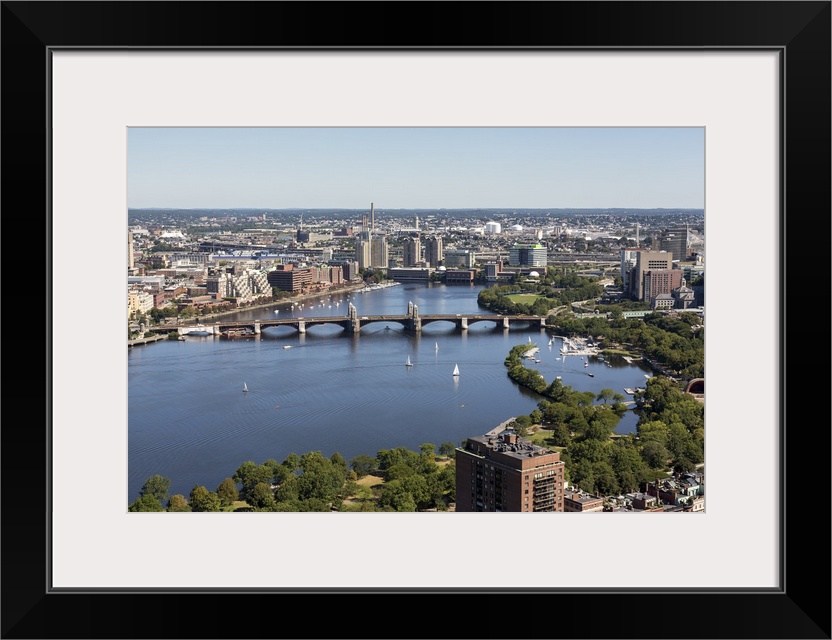 Longfellow Bridge Over Charles River, Boston, Massachusetts - Aerial Photograph