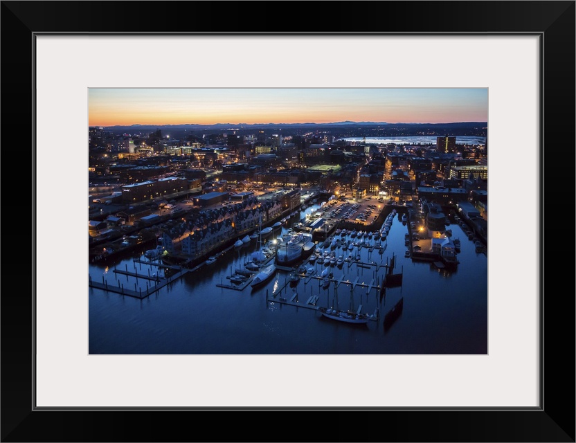 Old Port At Night, Maine - Aerial Photograph