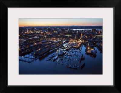 Old Port At Night, Maine - Aerial Photograph