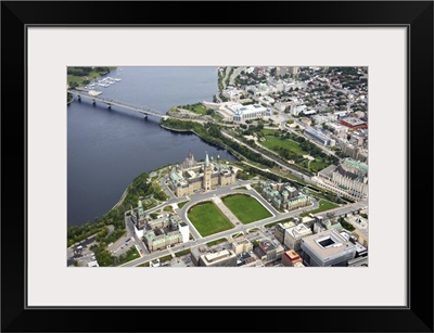 Parliament Building With Downtown, Ottawa - Aerial Photograph