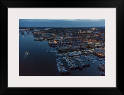 Portland At Night, Maine - Aerial Photograph