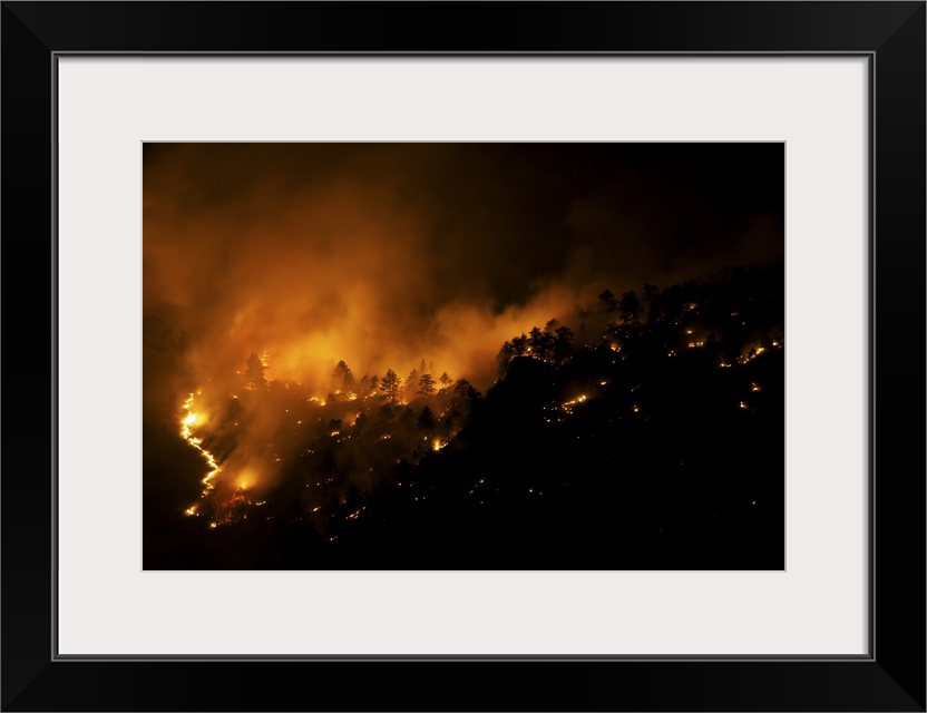 Smoke And Flame From a Wildland Fire, Rocky Mountains, Colorado - Aerial Photograph