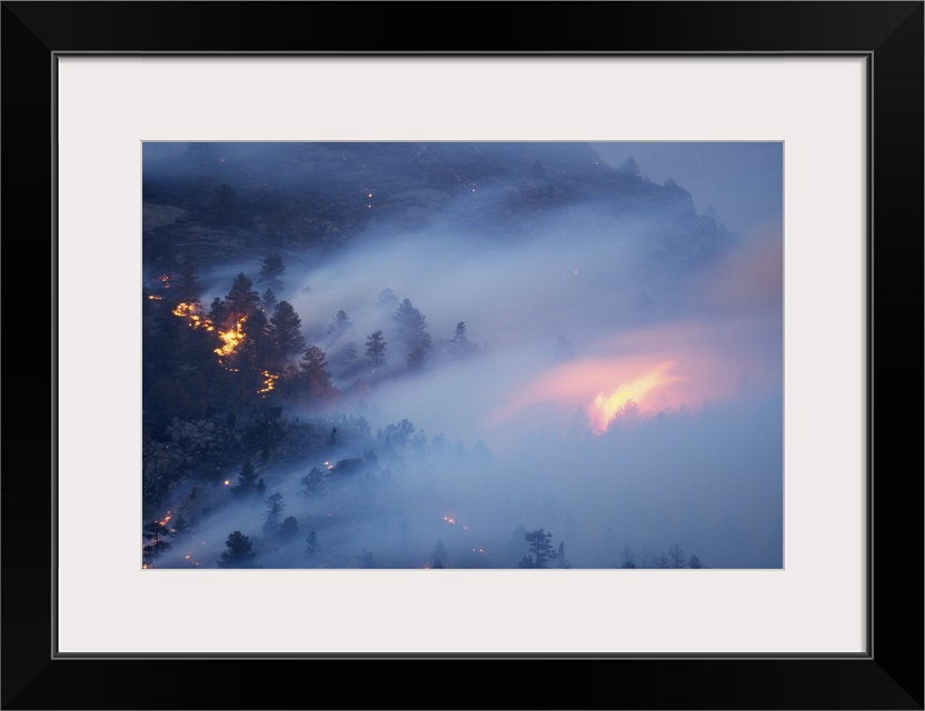 Smoke And Flame From a Wildland Fire, Rocky Mountains, Colorado - Aerial Photograph