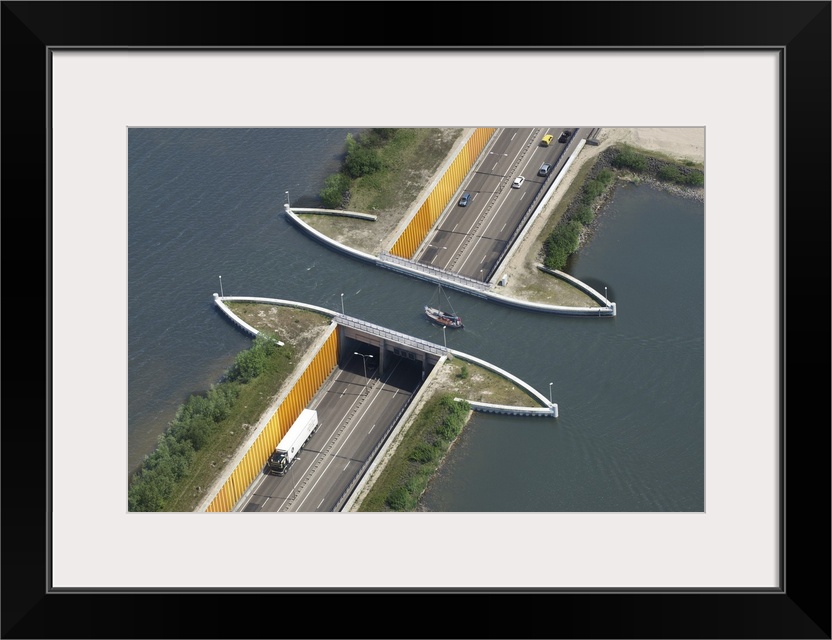 Veluwemeer Aquaduct, Harderwijk, Netherlands - Aerial Photograph