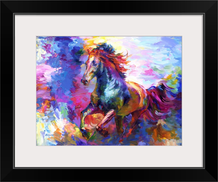 Contemporary painting of a vibrant and colorful horse.