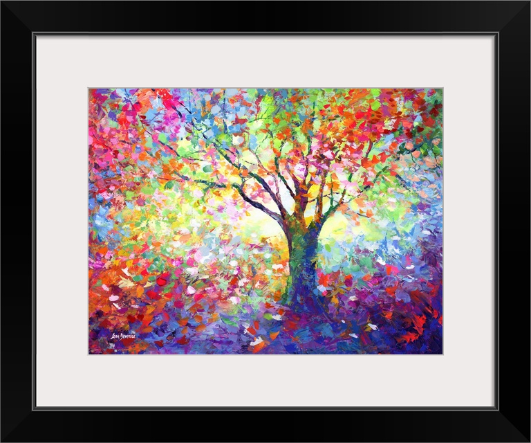 Contemporary painting of the colorful tree of life.