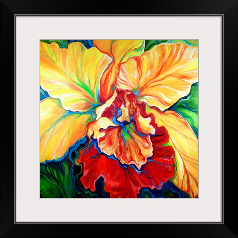 An Abstraction Of A Tropical Orchid, Full Of Exciting Brush Stokes And Splashes Of Unexpected Color.