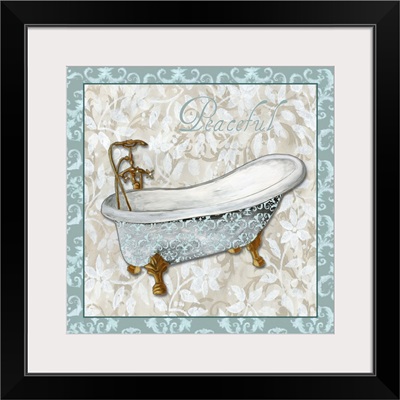 Bath Tub with blue tile border