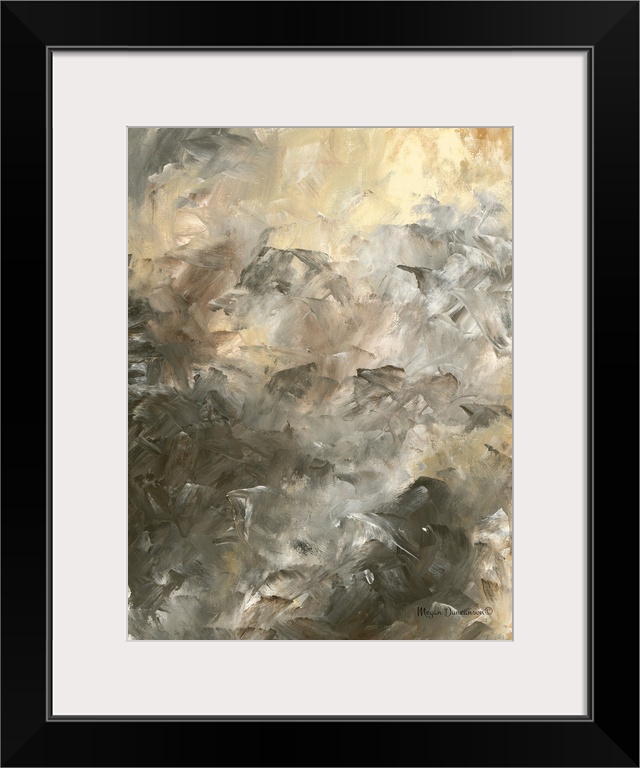 A contemporary abstract painting that has a textured pattern from the rich brushstrokes moving in different directions wit...