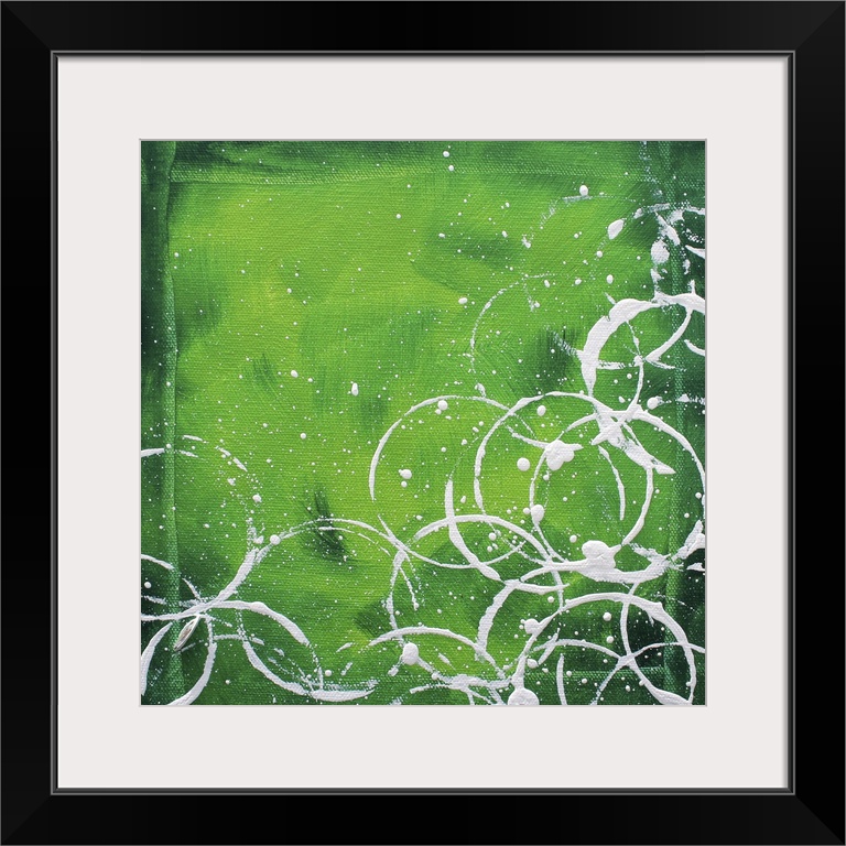 This is an abstract square painting with a bold, dramatic richly texture that is comprised of four different sized canvase...