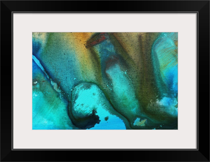 Contemporary abstract painting of fluid colors that create drama and boldness.