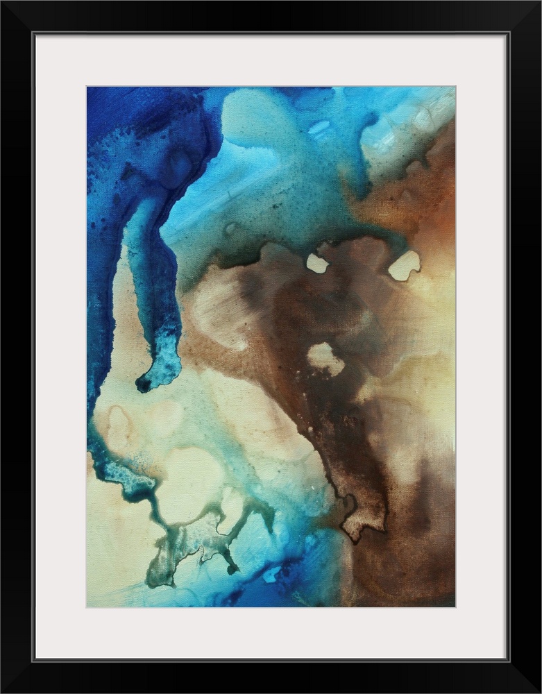 Contemporary abstract painting with fluid colors blended together to create drama and boldness.  There are areas when the ...