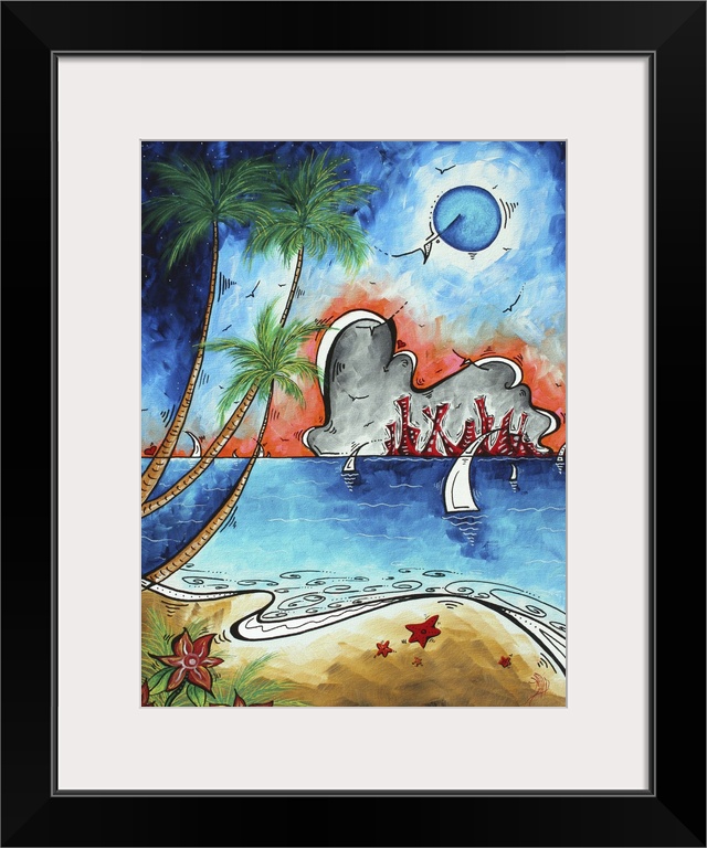 A unique, original, abstract Coastal, Tropical painting in MADART's signature style. This painting features deep, vibrant ...