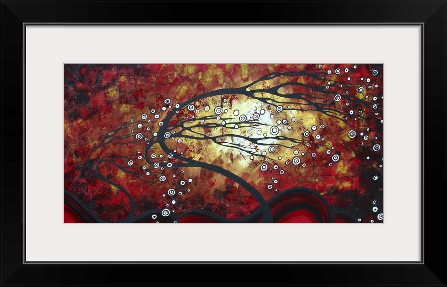 This decorative accent for the home or office is an abstract painting of a surreal tree bending in the wind in front of an...