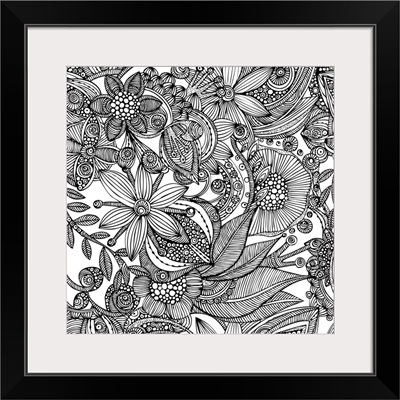 Flowers And Doodles - Black And White
