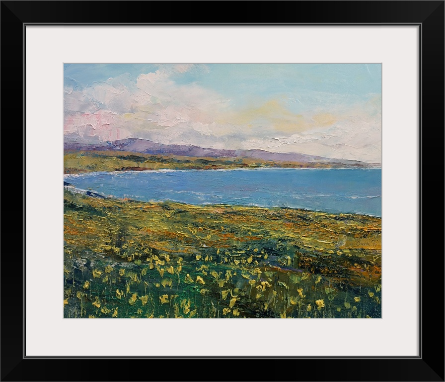 A contemporary painting of a coastal Californian landscape.