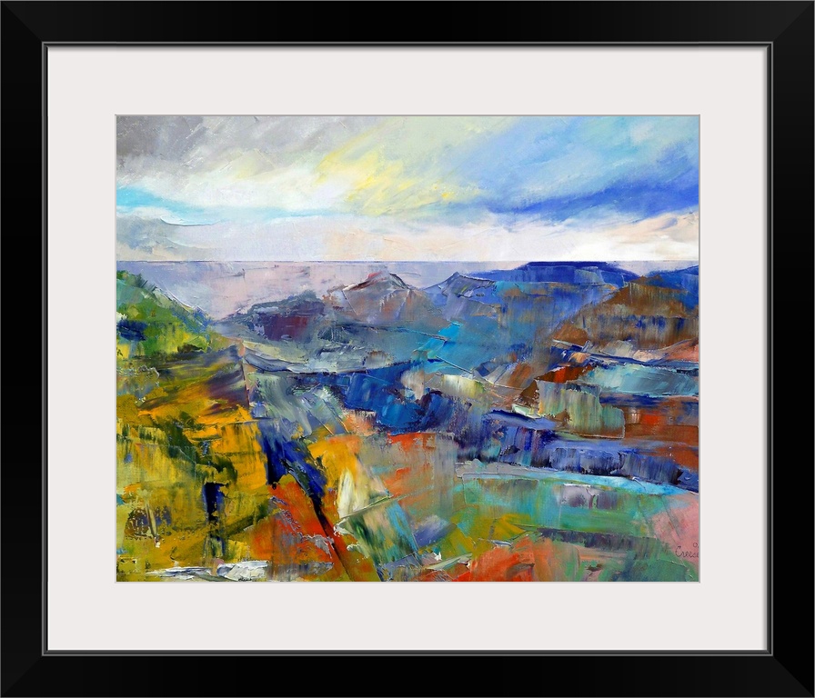 Giclee wall art of an oil paint landscape depicting an impressionistic view of the famous American landmark.