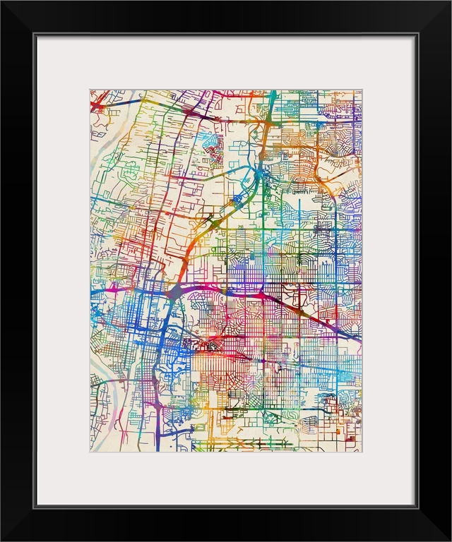 Contemporary colorful city street map of Albuquerque.