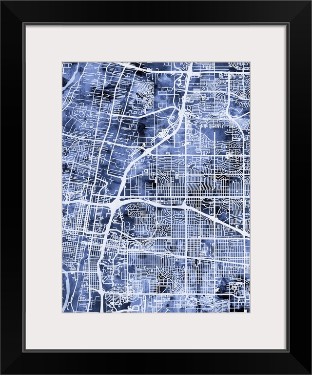 Contemporary watercolor city street map of Albuquerque.