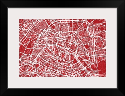 Art map of Paris in red