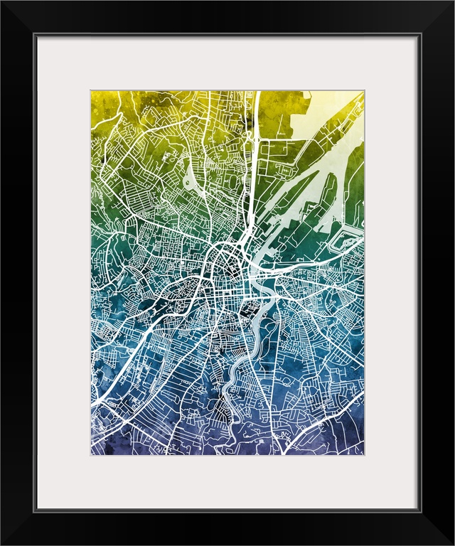 Street map of City of Belfast, Northern Ireland