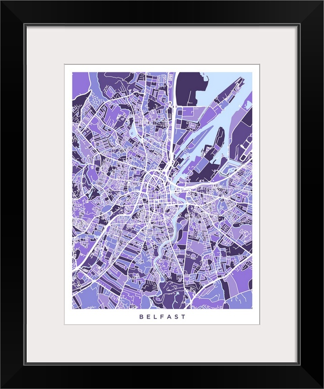 Street map of City of Belfast, Northern Ireland