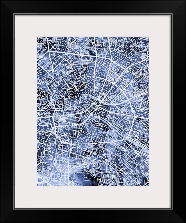 Watercolor street map of Berlin, Germany