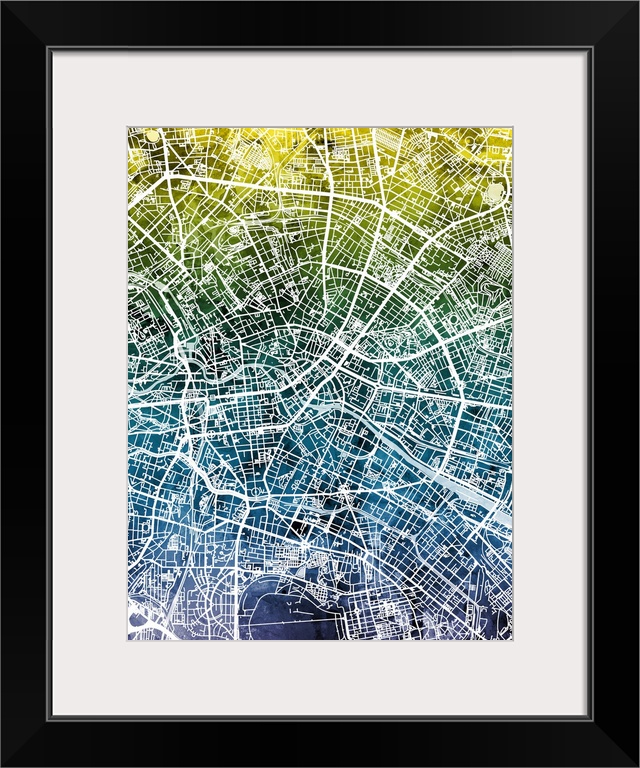 Watercolor street map of Berlin, Germany